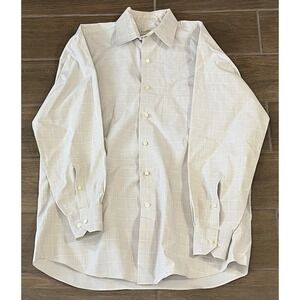 Tommy Bahama Men's Dress Shirt 15 1/2 32/33 Tan Plaid Cotton L/S Button